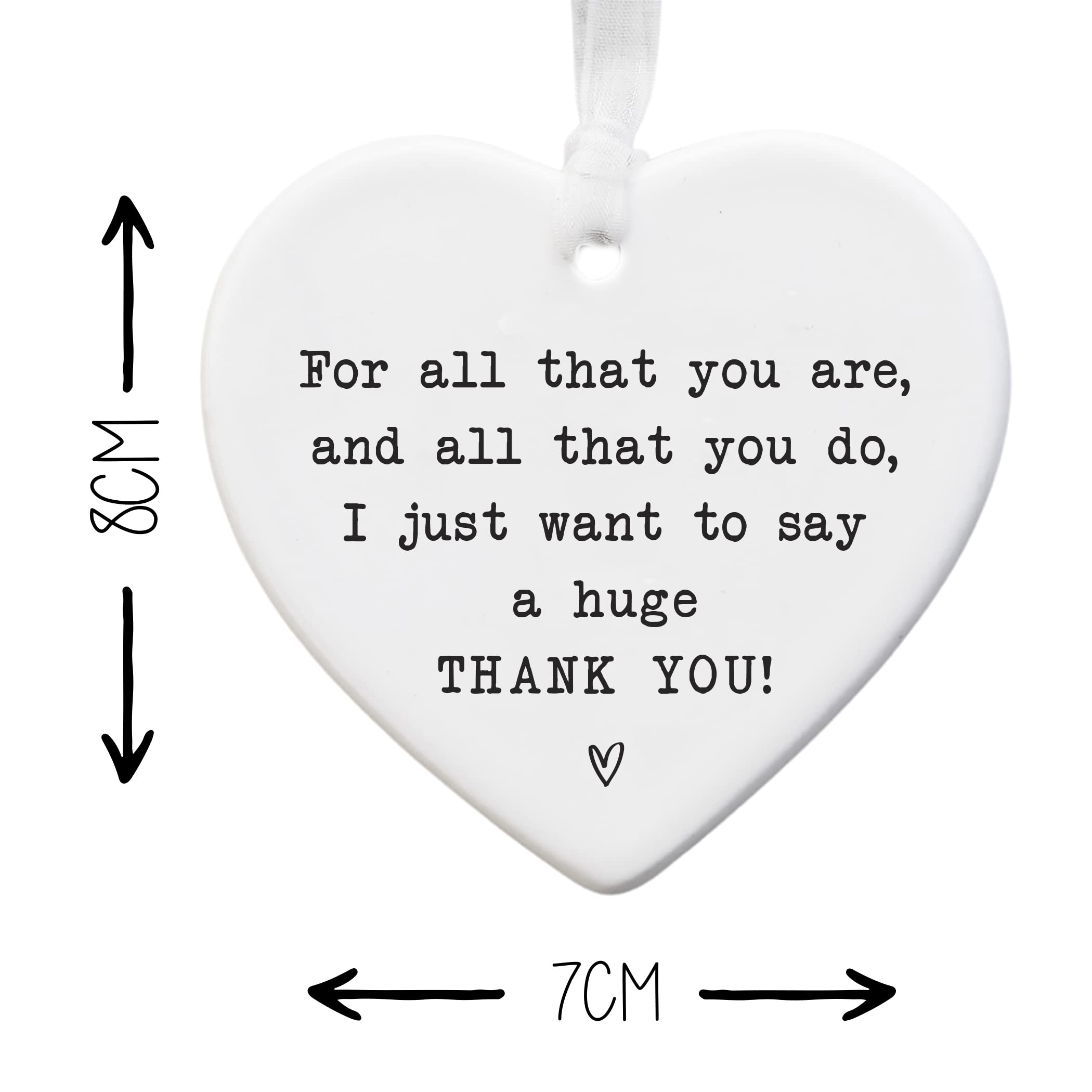 Thank You Ceramic Heart Keepsake - “For All That You Are…” Appreciation Gift - Hanging Ornament - 8cm x 7cm - Image 2