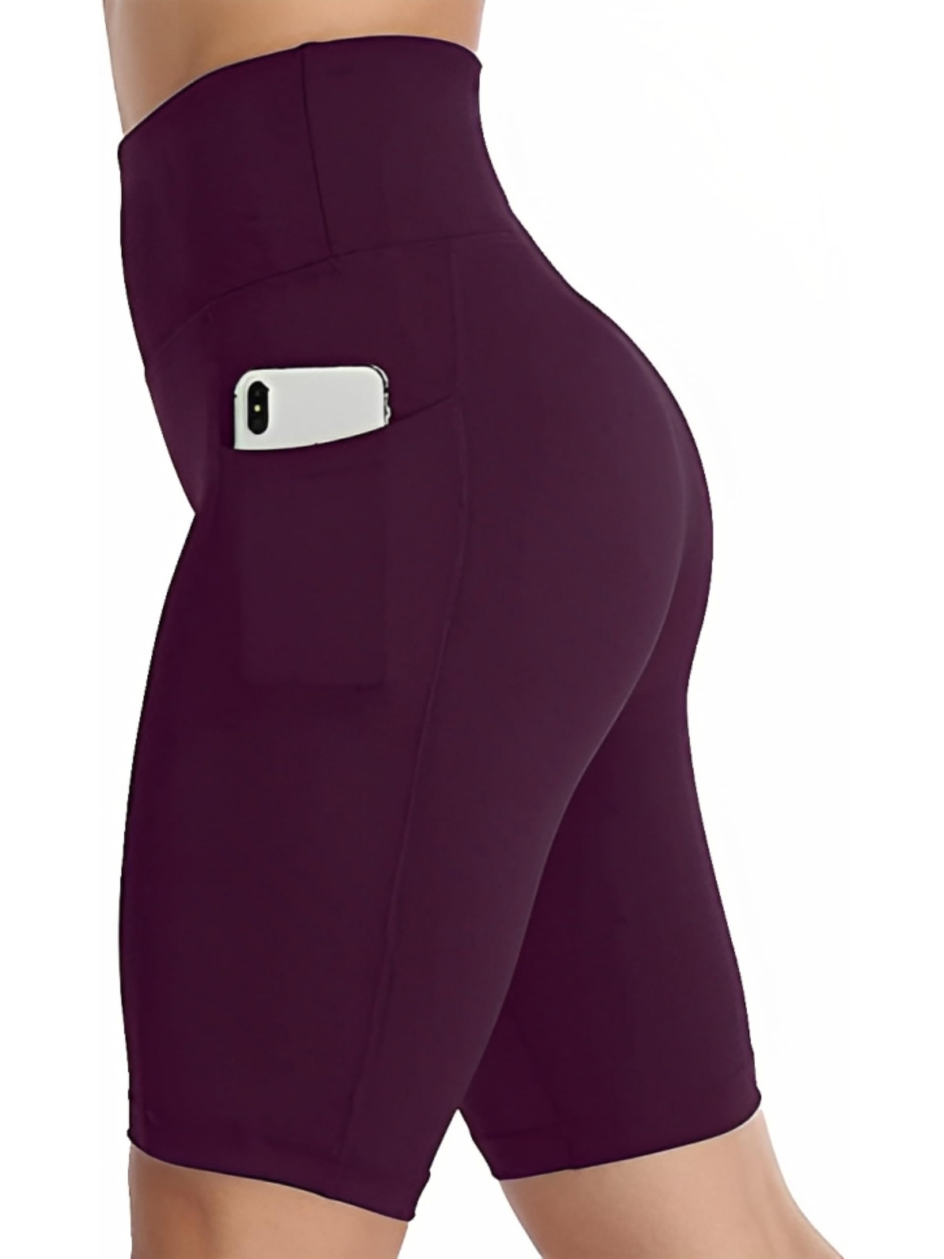 High-Waist Biker Cycling Shorts Workout Yoga Casual with Phone Pockets, Compression Athletic, Slim Fit-image-24