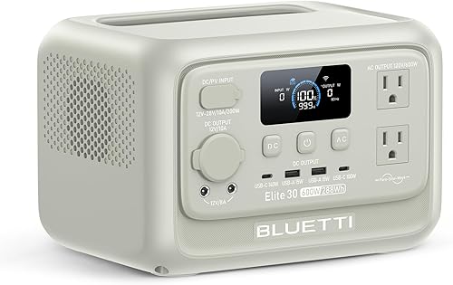 BLUETTI Elite 30 V2 - Estación de energía portátil, batería de reserva LiFePO4 de 288 Wh, 600 W, toma de corriente alterna (elevación de potencia de