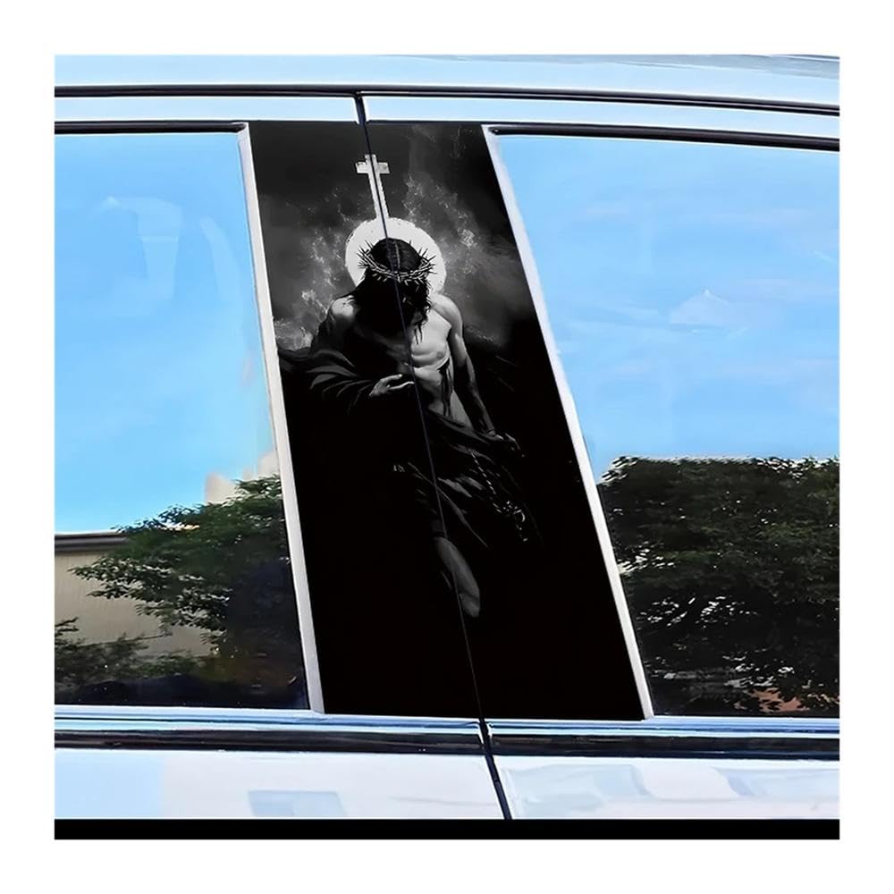 Car Parts 2pcs Car Center Pillar Sticker Crucified Jesus Scratch Resistant Personalized