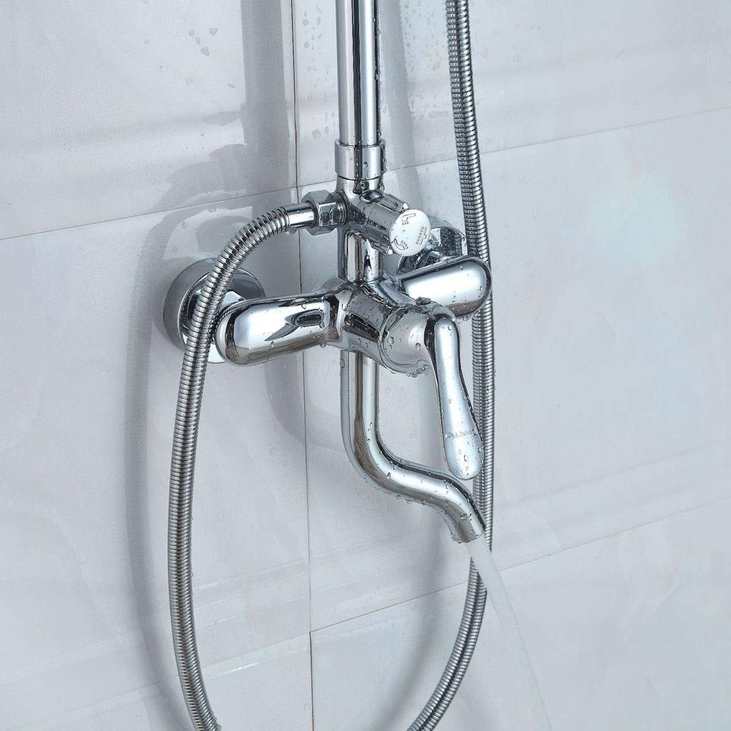 Affitta a Muro di Doccia 3 funzioni Doccia con scaffale con Rubinetto per Doccia a Mano Set di Doccia per Doccia con Doccia Altezza della Doccia Rain Regolabile