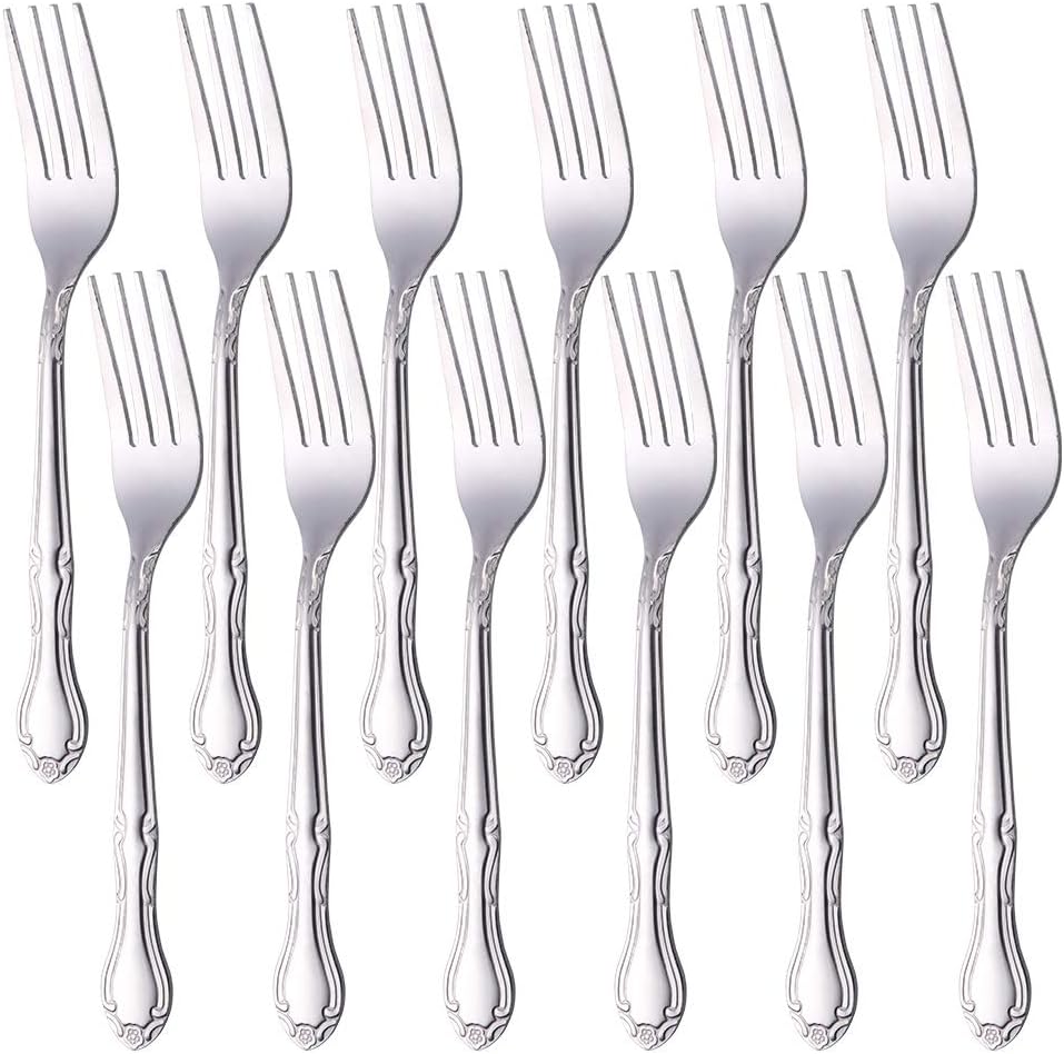 QIBOORUN Stainless Steel Kitchen Dinner Forks 12Piece