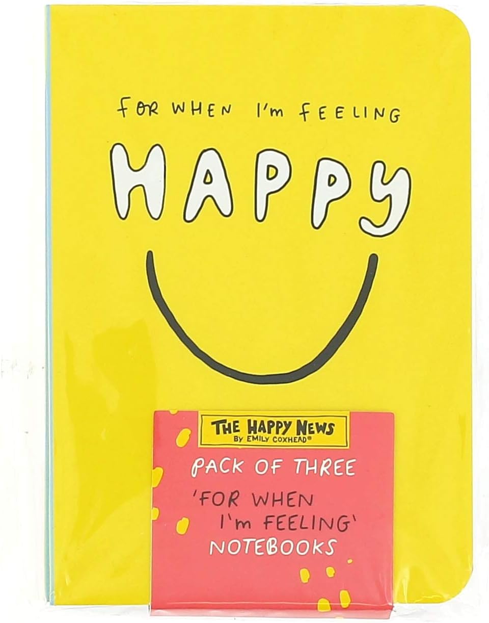 Happy News - Mini Journal Set | A6 Notebooks | Set of 3 | 80 Pages Each | The Happy Newspaper by Emily Coxhead