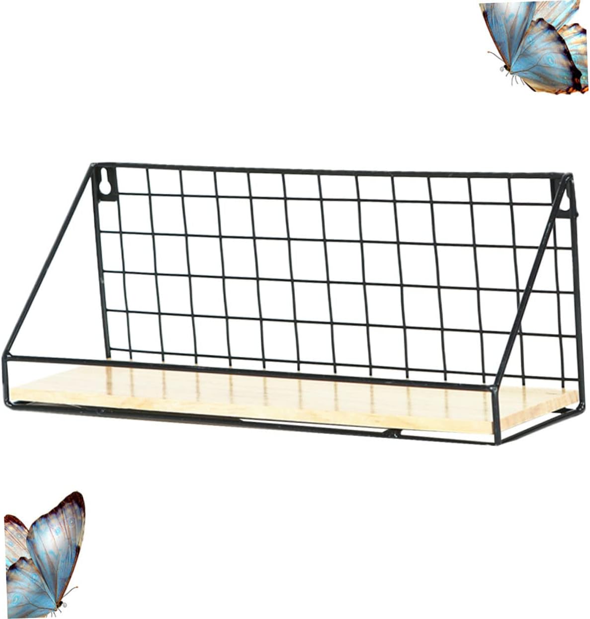 1Pc Large Black Iron Wall Mounted Storage Shelf Punch Hanging Basket Organizer for Home and Dorm for Photos Plants Snacks and More