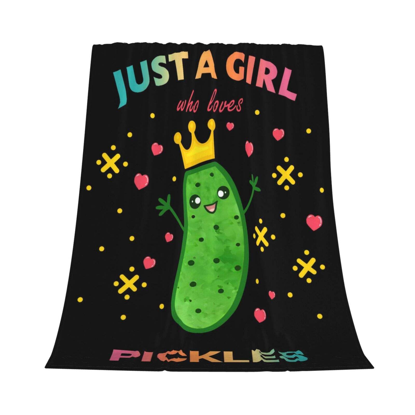 GardEssere Just A Girl Who Loves Pickles Blanket Throw Pickles Gifts for Girls Flannel Blankets Funny Cartoon Pickles Soft Lightweight Throws for Sofa Bedding for Pickle Lovers Women Kids 130x150 CM โ image 1
