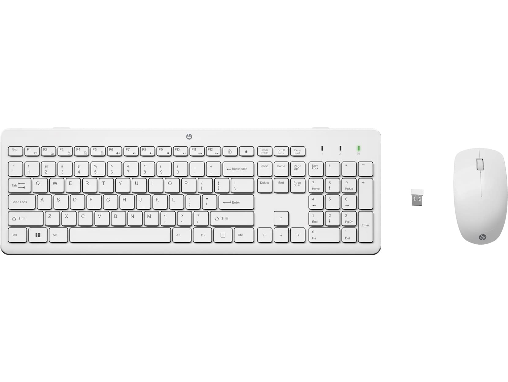 HP 230 Pack Teclado y ratón inalámbrico - Receptor USB-A, Silencioso, Bateria Larga duración, Ratón 1600 dpi - Windows, Mac, PC, Ordenador portátil - Disposición QWERTY español - Blanco