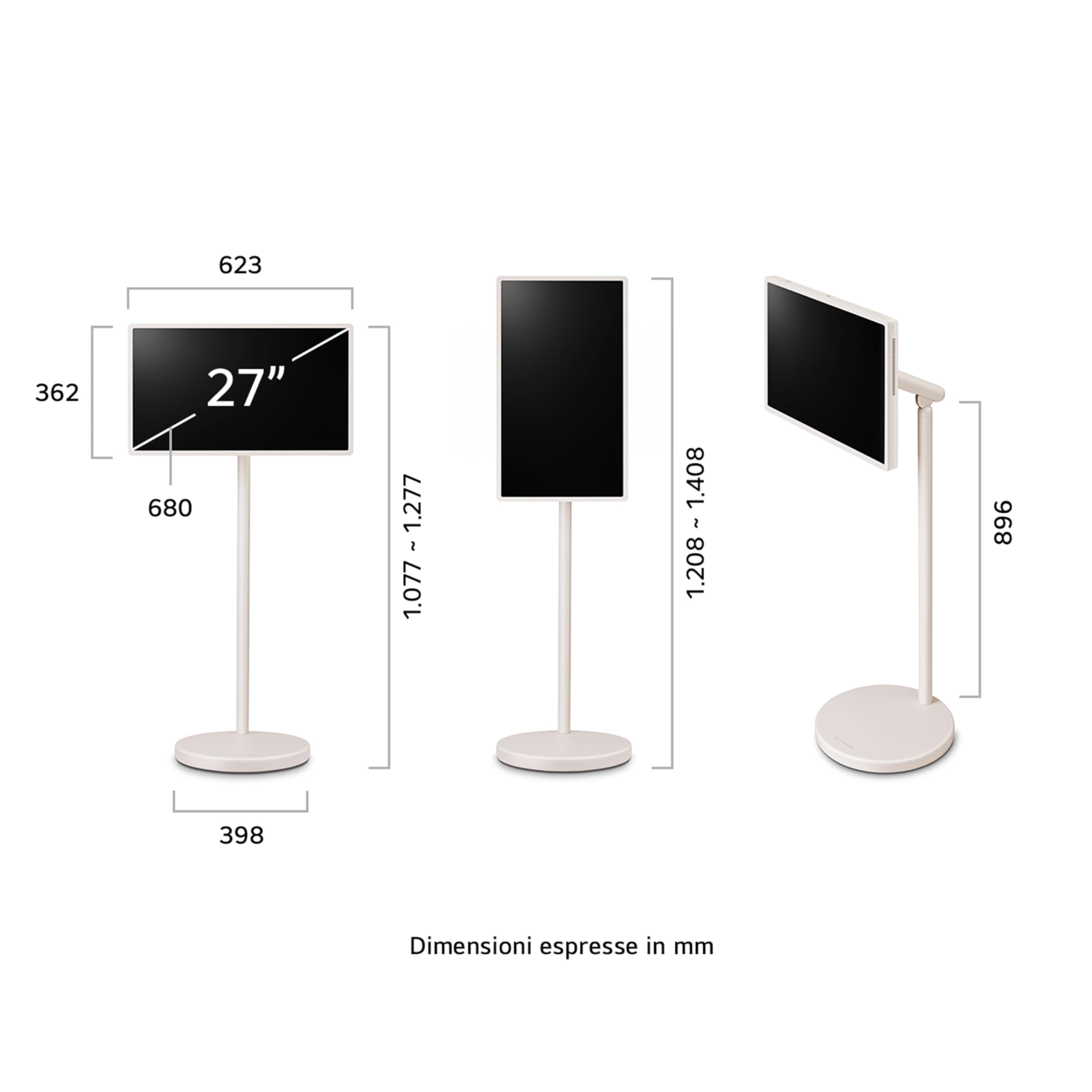LG StanbyME 2 27LX6TDGA, Schermo Portatile Touchscreen 27'' Orientabile, Monitor Touch con Base a Stelo con Rotelle, Batteria Integrata 4 ore, Wi-Fi, webOS, Dolby Vision, Dolby Atmos, HDMI, USB-C 2025