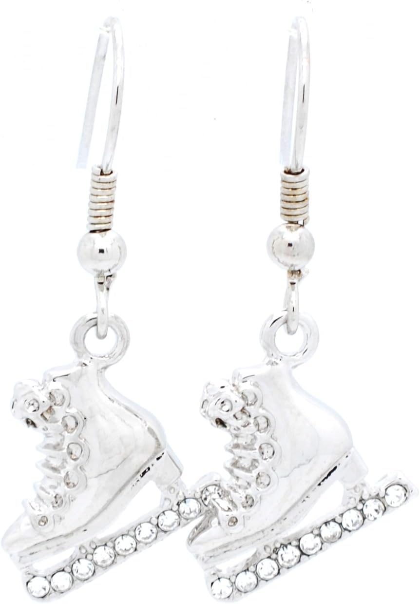 Violet Victoria & Fan Star Figure Skating Earrings, Ice Skate Earrings with Crystals, Post Style