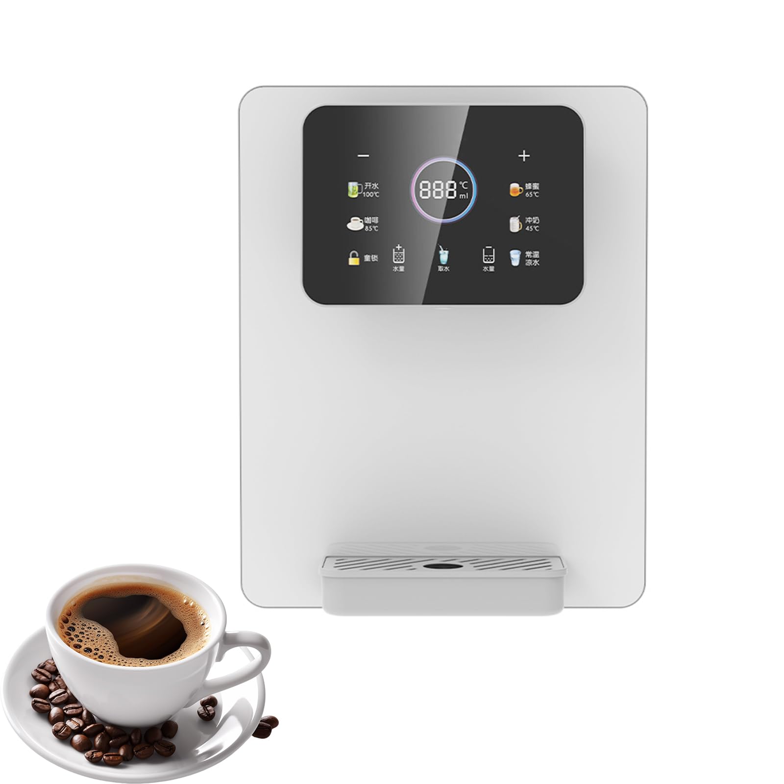 Distributore di acqua elettrico a parete con touch screen intelligente per preparare rapidamente caffè, tè e bevande calde