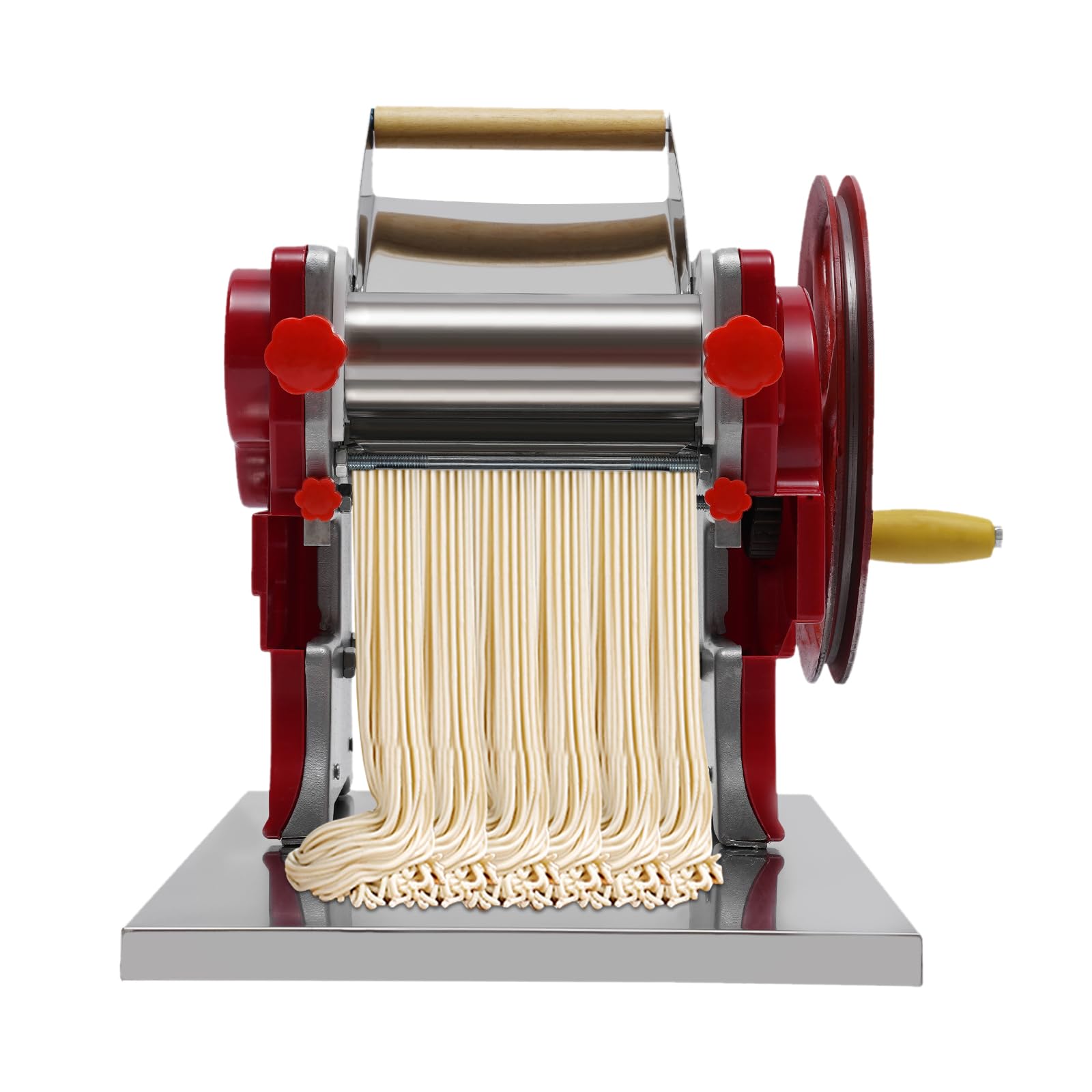 Manuelle Nudelmaschine, Edelstahl Pastamaker, Multi-Pasta Rostfrei Italienische Flachteigmaschine, 38 * 28 * 26cm, Pasta Maschine/Nudelpresse, Frische Hausgemachte Nudeln, Spaghetti, Lasagne, Rot