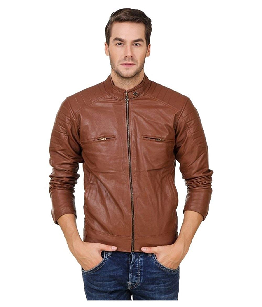 leather retail Mens Solid Biker Jacket-picture-12