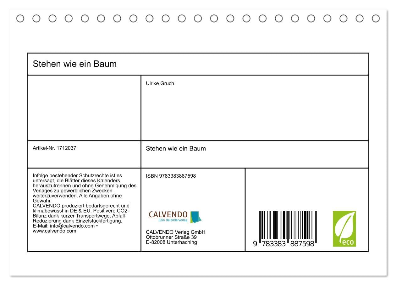 Stehen wie ein Baum (Tischkalender 2025 DIN A5 quer), CALVENDO Monatskalender: Bäume ermutigen zum aufrechten Stehen, zum Durchstehen von Situationen. (CALVENDO Glaube)