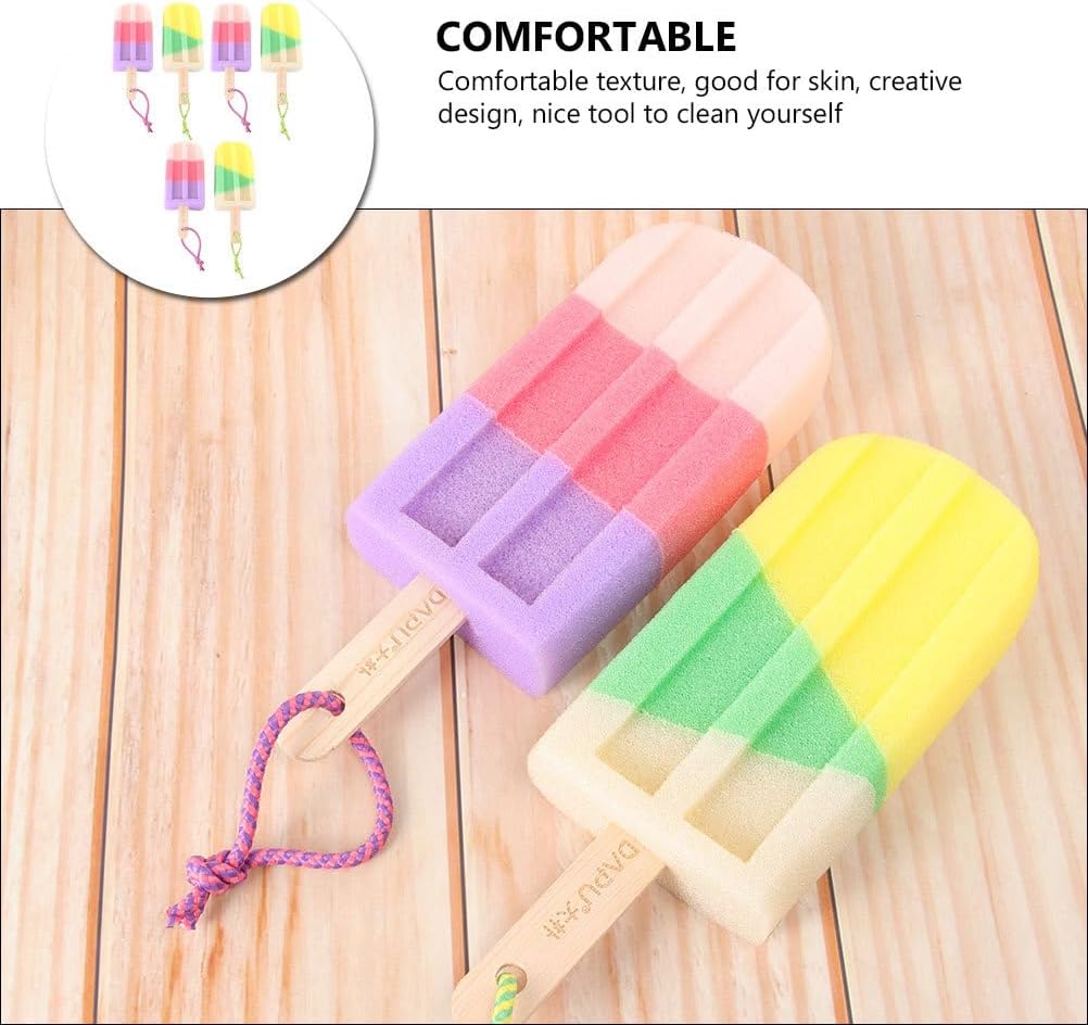 FOMIYES 18 Pcs Bath Flower Bath Ball Sponge Shower Brush Loofah Sponge for Kids Ice Cream Shaped Stick Bath Sponges Kids Shower Sponge Shower Exfoliation Sponge Baby High Density