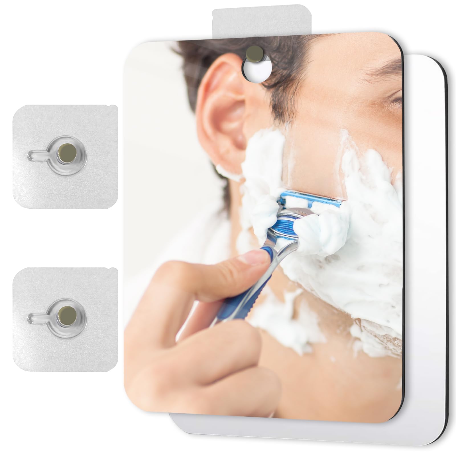 ASTIMESA 2 Pack Shower Mirror Fogless for Shaving, Unbreakable Acrylic Hanging Makeup Mirror, Small Frameless Bathroom Mirror for Wall Locker Travel Camping Door (11.8" x 9.8")(Large)