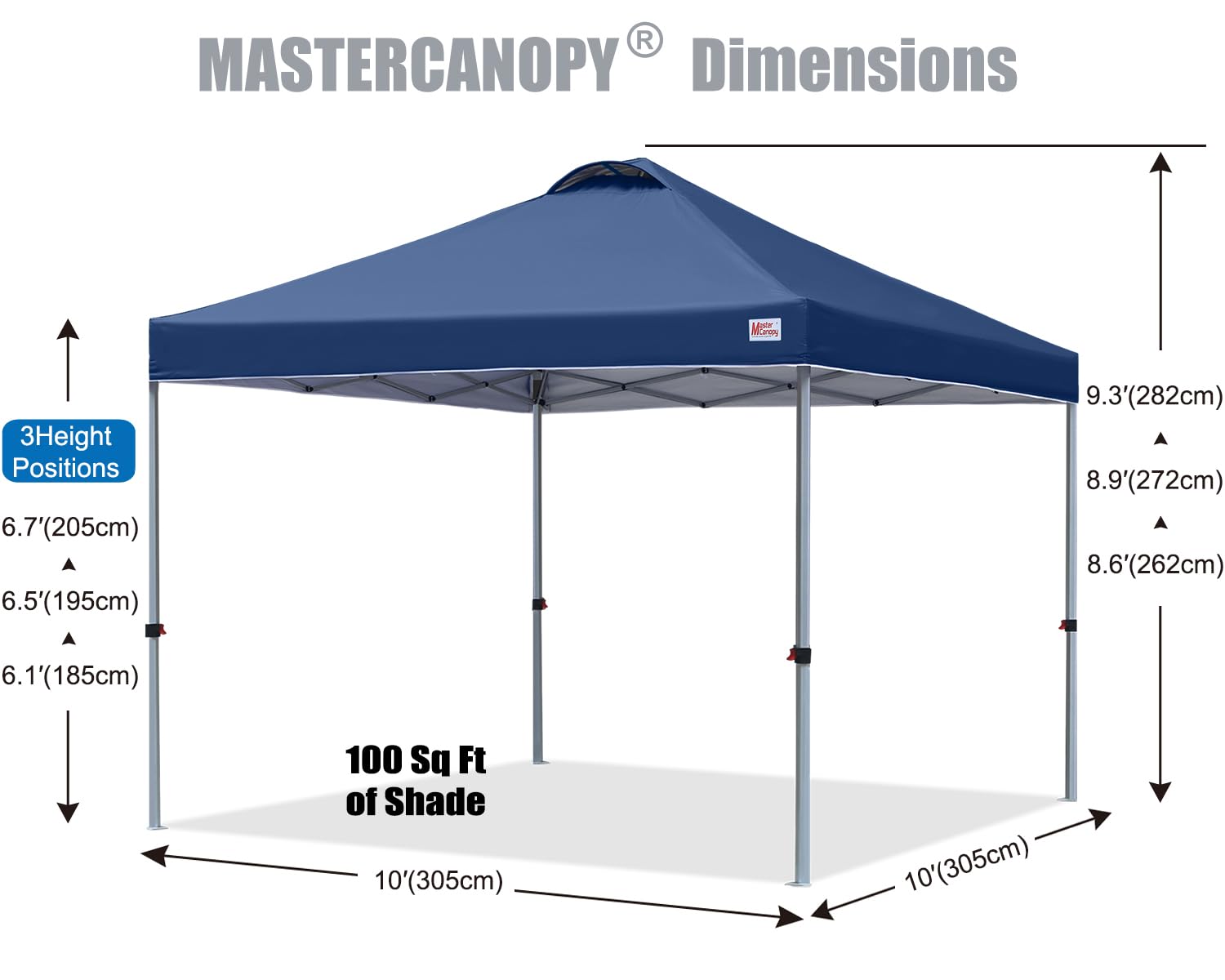 MasterCanopy Gazebo Compacto desplegable, toldo portátil Plegable instantáneo, Mejor circulación del Aire, con Bolsa con Ruedas, x4 Bolsas de Arena para toldo, x4