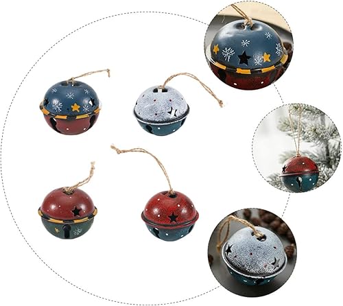 Miniatura 3 de Didiseaon Campanas de hierro forjado de Navidad, campanas de trineo de cascabel, campanas rojas, colgante, campanas de árbol de Navidad, adornos de