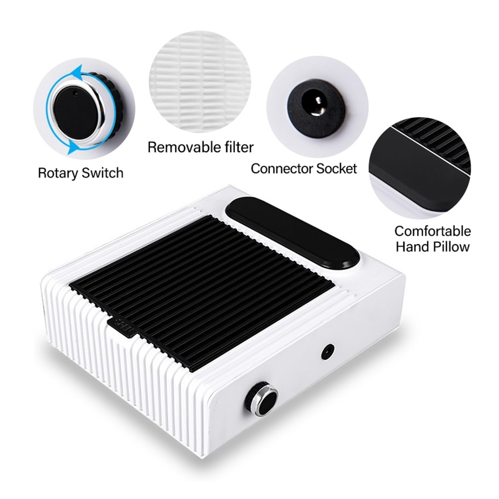 Aspirapolvere for Unghie in Acrilico da 80 W, aspirapolvere Elettrico da Tavolo con Potenza Regolabile, Filtro Riutilizzabile Incluso.(Green)