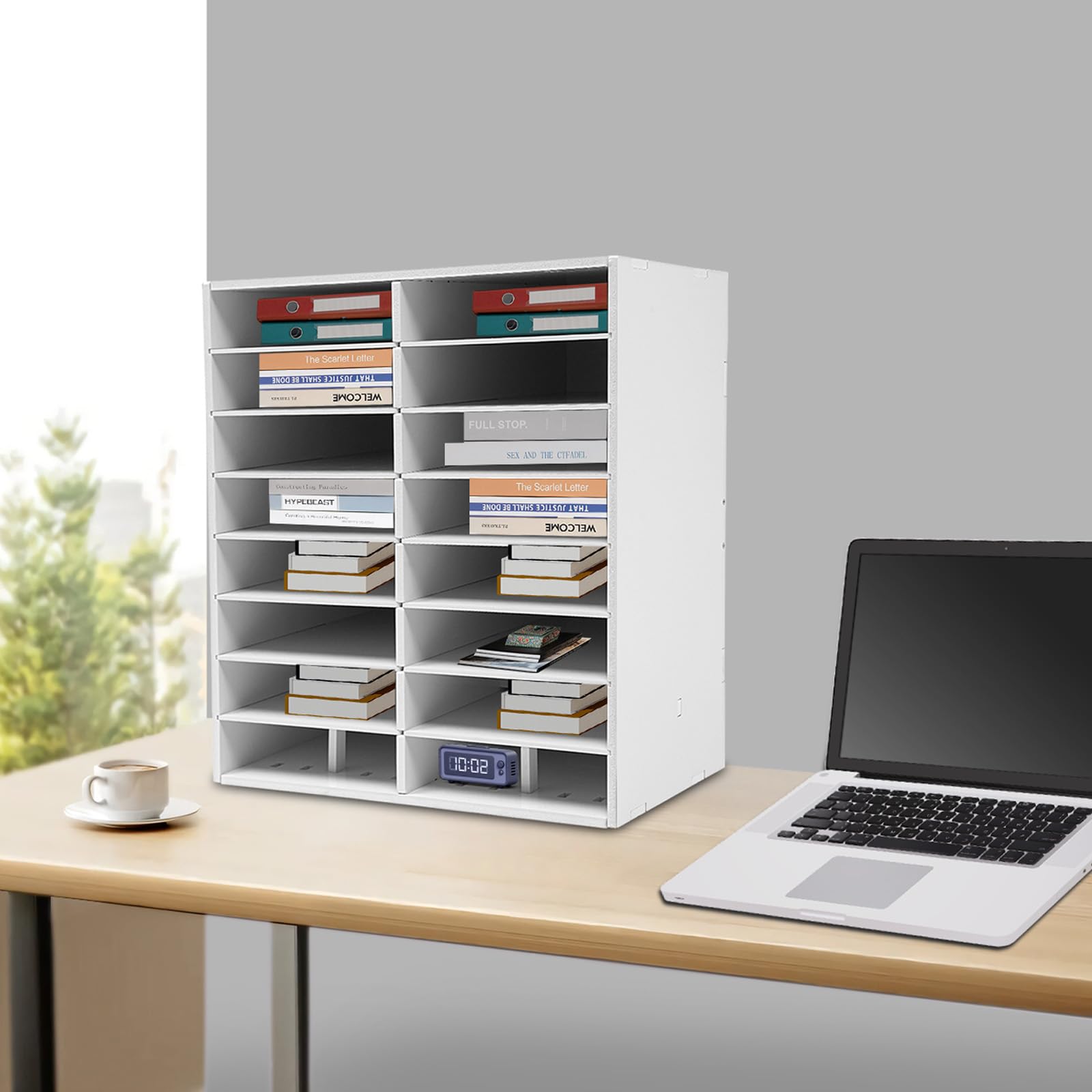 Organizer per letteratura, portadocumenti con 16 scomparti, organizer da scrivania, 50,5 x 30 x 56,7 cm, organizer per letteratura, multiuso, per uffici, aule, studi