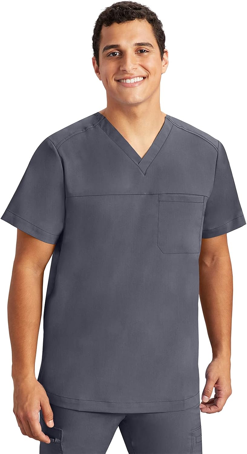 Healing Hands Men’s Scrub Top Justin V-Neck Modern Fit with Chest & Sleeve Pocket, Easy Care Stretch Fabric 2330