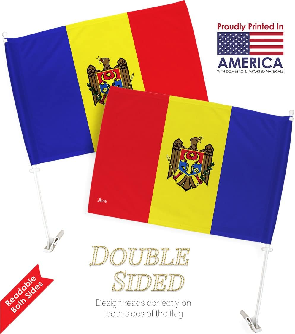 Team Moldova Car Flag Bandera para Carros De Moldovan Decor for Window Clip Mount Auto Accessories Sport Fan Gifts League Olympics Party Supplies Patriotic Decorations Made in USA