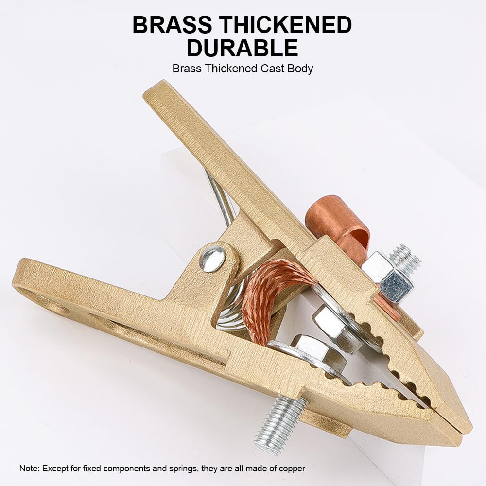 Uadme Brass Ground Welding Earth Clamps, A Shape 260/300/500A Heavy Duty Welding Crocodile Clamp for ARC TIG MIG MAG Welding (500A) - Image 3
