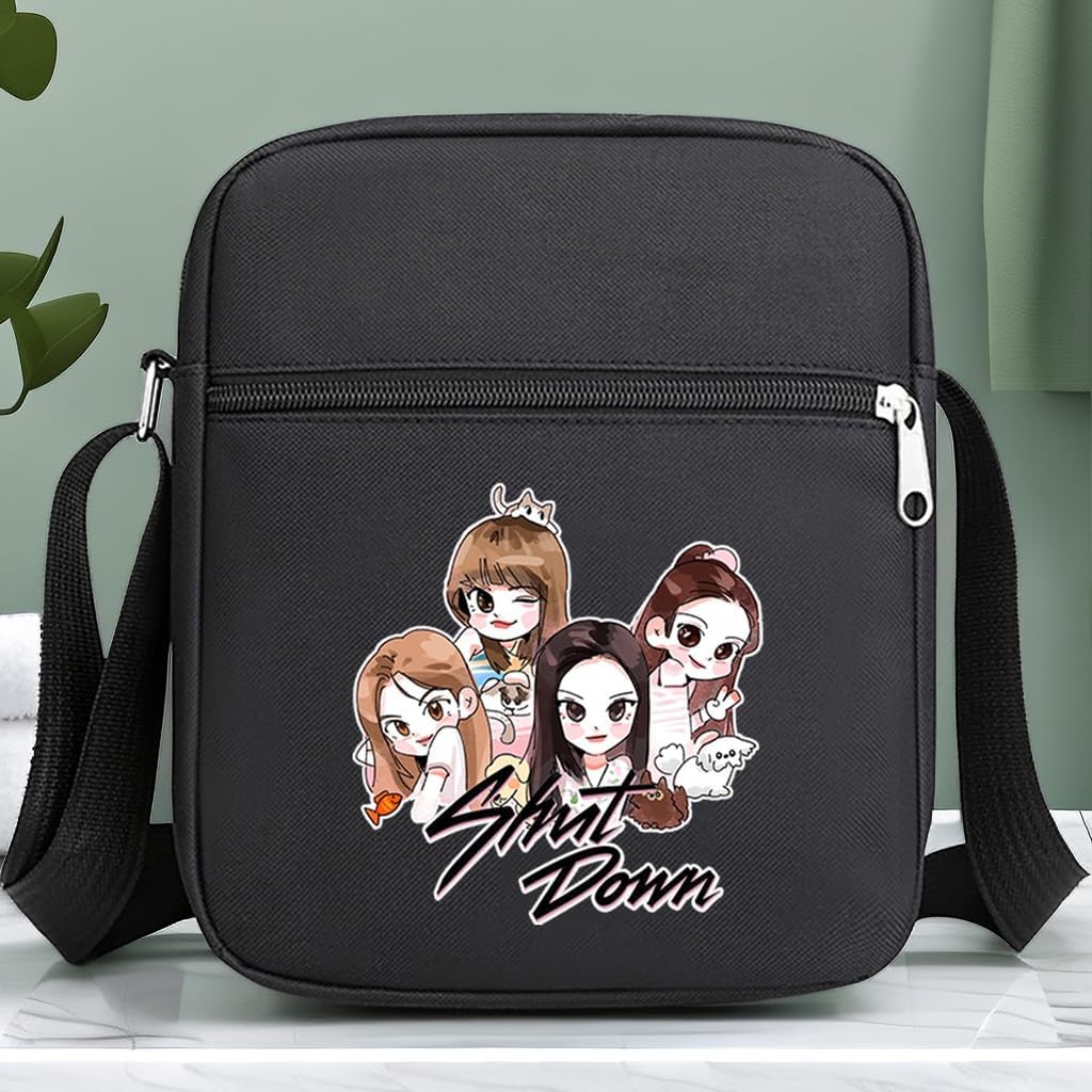 Korean Black K-pop Pink Shut Down Merch Crossbody Bag Handbag for Women - Image 8