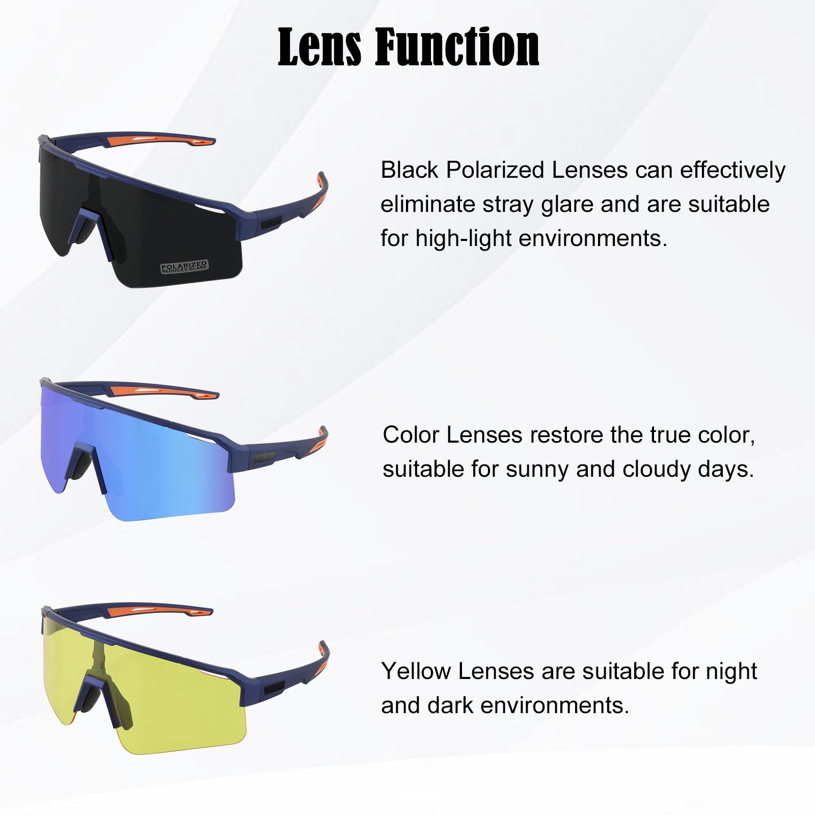 Occhiali Sportivi FOCUHUNTER Polarizzati - 4 Lenti Intercambiabili, UV400, TR90, Per Ciclismo E Sport - Foto 7