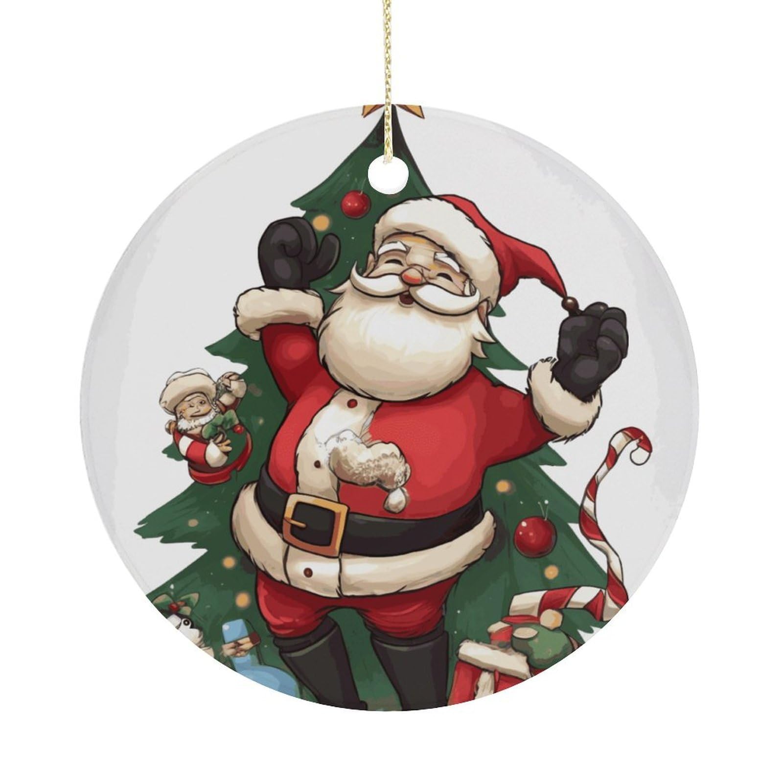 Merry Christmas Christmas Ornaments Colorful Round Ceramic Ornament Christmas Hanging Decor Christmas Tree Decorations Xmas Keepsake for Women Men Xmas Holiday Party