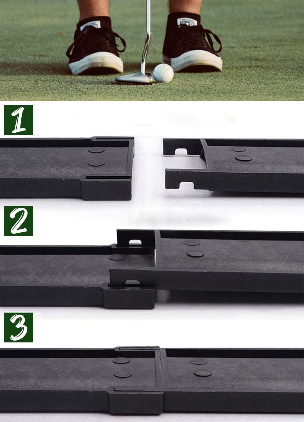 Profi Golf Puttingmatte mit Tragbarer Übungsmatte - Mini Putting Green für Zuhause, Büro und Gym - Inkl. Putter und 6 Bälle