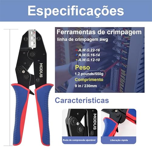 Alicate Crimpador Ferramentas Com 200 Peças Conectores De Terminais