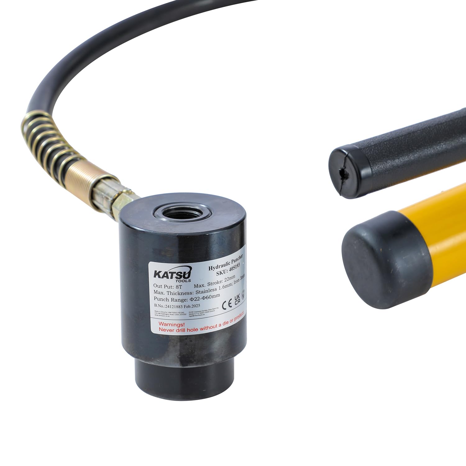 KATSU 10 Ton Punzone Idraulico Hydraulic Knockout Kit 22-60,5mm 6 Punzione Punzonatrice Idraulica in Metallo Strumento di Perforazione per Condotto Elettrico 405193