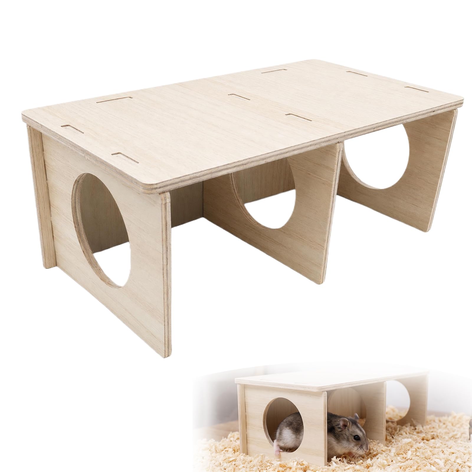 Multi-Chamber Hamster Hideout Wooden House