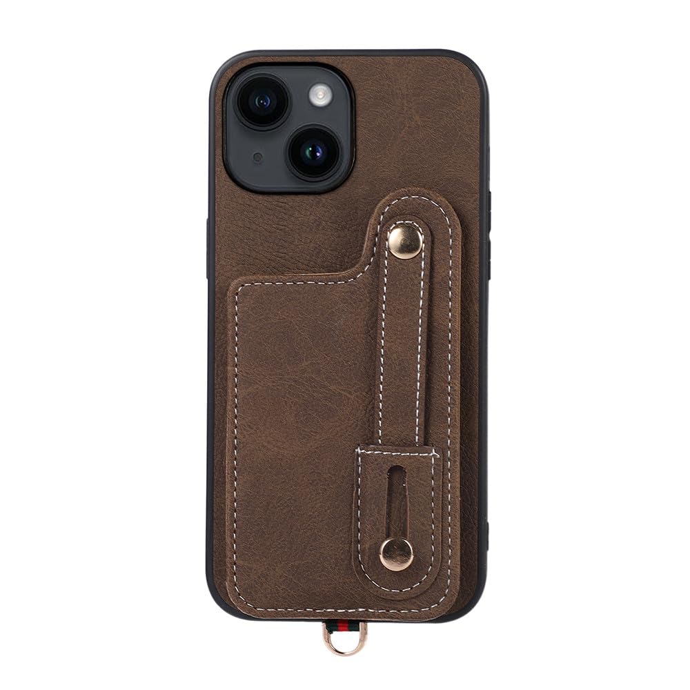 Étui de téléphone en cuir avec dragonne pour iPhone 11 Pro marron antichoc - 7