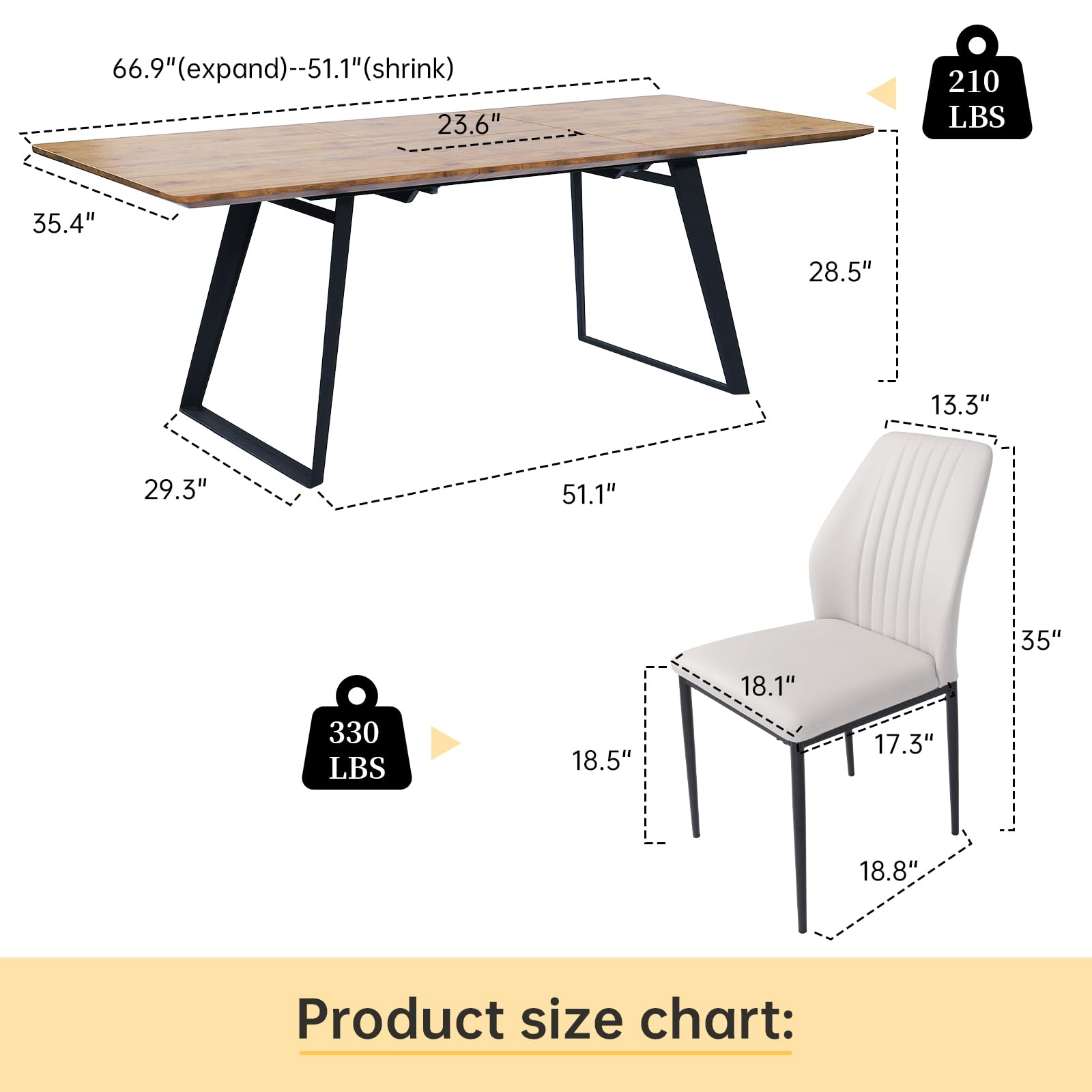 Wysuwany stół do jadalni z 4-6 białymi krzesłami 130-170 cm, płyta MDF, nowoczesne, zajmujące mało miejsca, meble kuchenne i jadalniane, na spotkania rodzinne, stylowy i funkcjonalny design