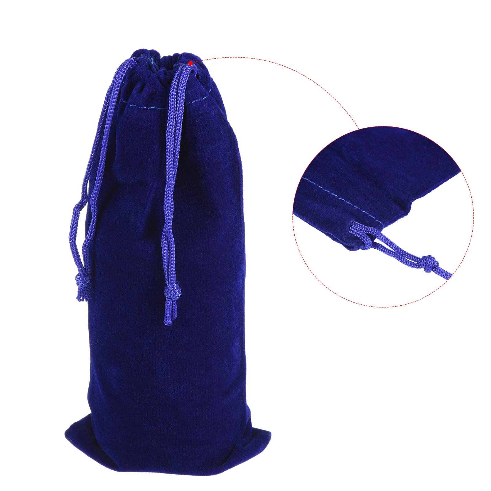 PATIKIL 17x8cm Drawstring Gift Bags, 2Pcs Soft Flannel Cloth Storage Pouch for Jewelry Glasses Wedding Dark Blue Rose Red - Image 4