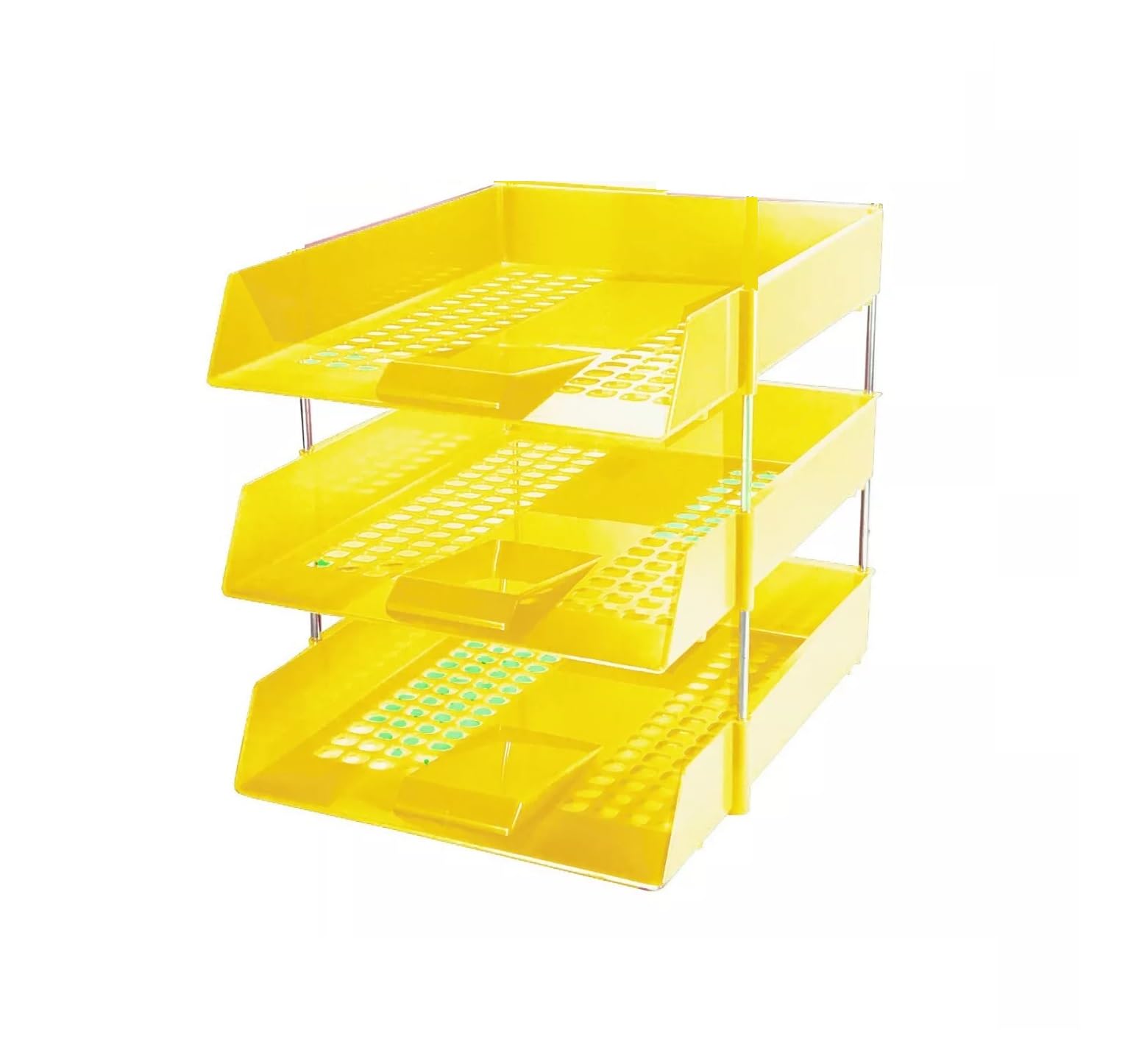 Evrite Yellow A4 Lettertray With Risers Letter Tray - Pack Of 3 Trays + 2 Riser Sets