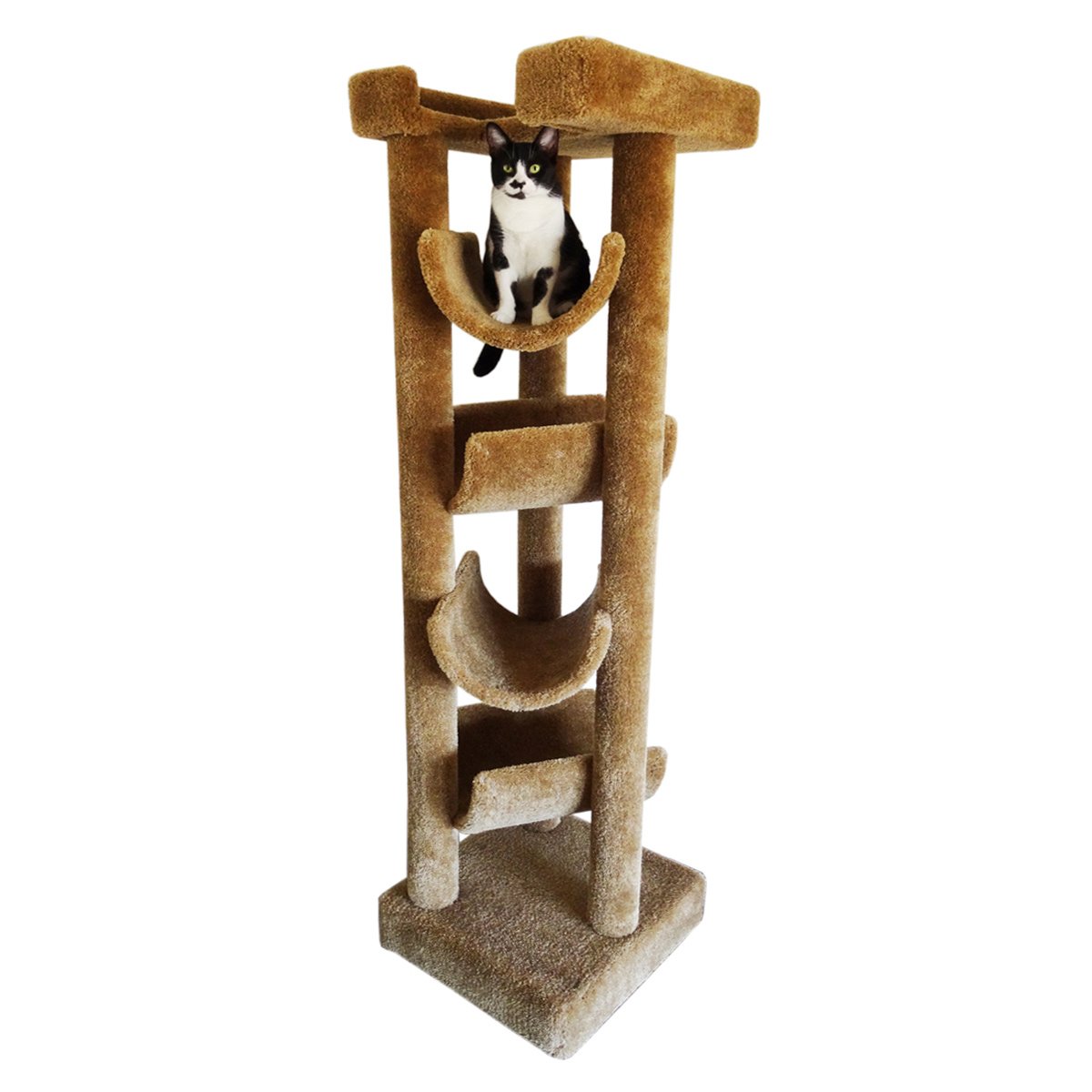 New Cat Condos Premier Solid Wood 6-Foot Skyscraper Cat Tree, Brown
