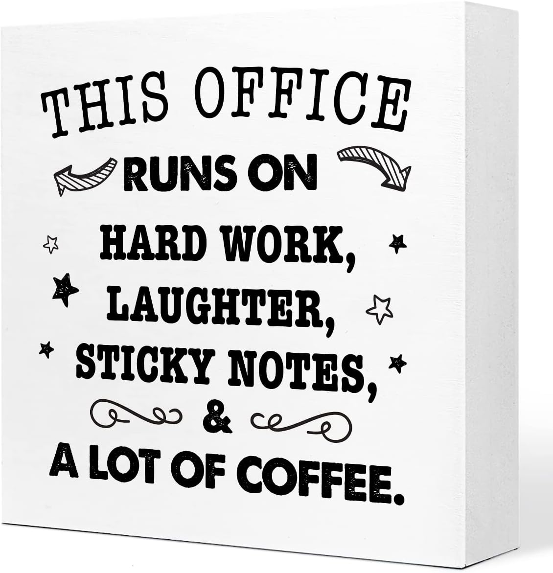 This Office is Runs on Hard Work Wooden Sign Desk Decor