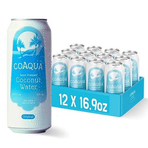 CoAqua Agua de coco orgánica, paquete de 12, electrolitos naturales para hidratación, bebida electrolítica naturalmente dulce potasio, agua de coco