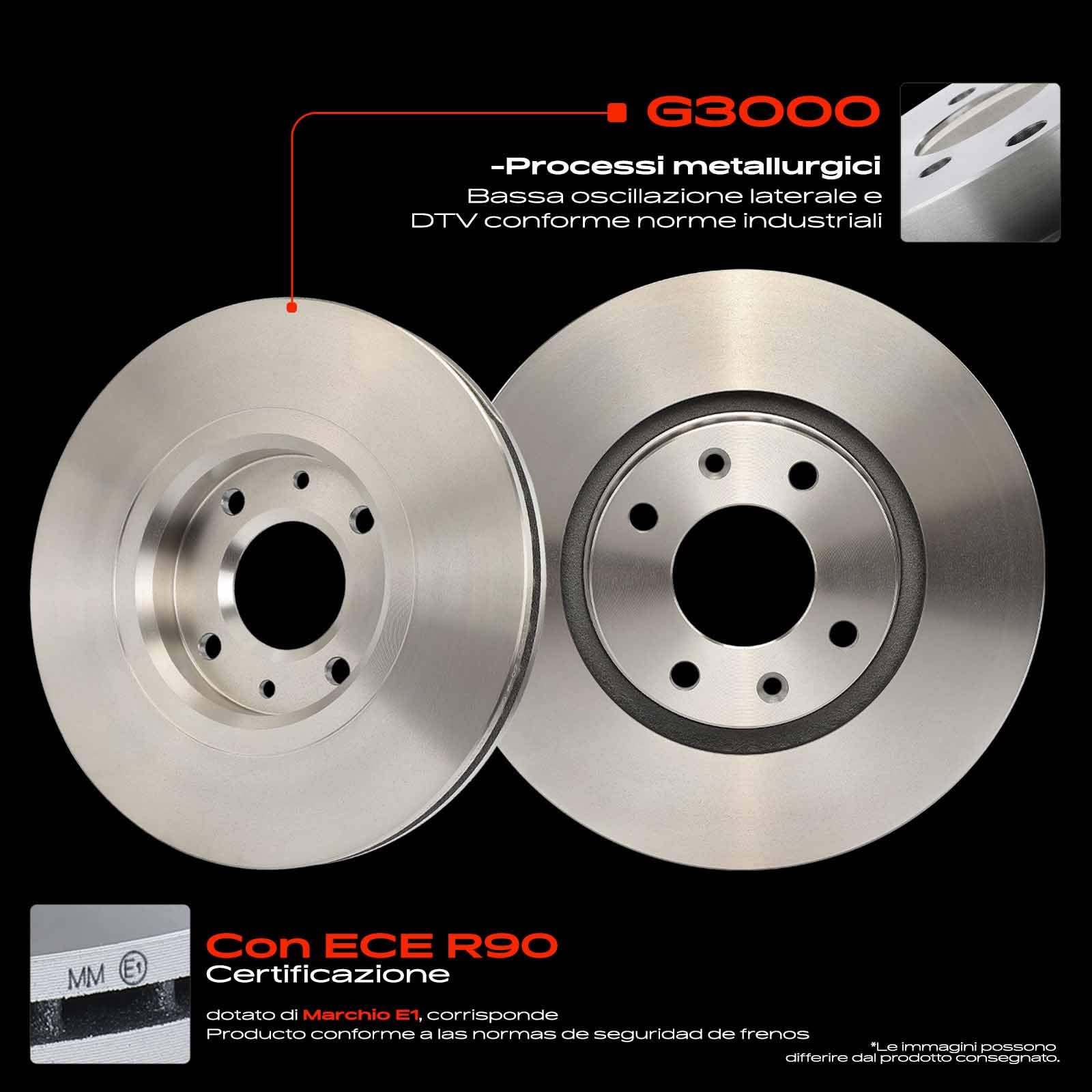 Frankberg Set freni incl. 2x Dischi Freno + 4x Pastiglie dei Freni Anteriore Compatibile con 308 SW I 4E 4H 308 I 4A 4C 308 CC 4B 3008 MPV 0U Replace# 1609253080