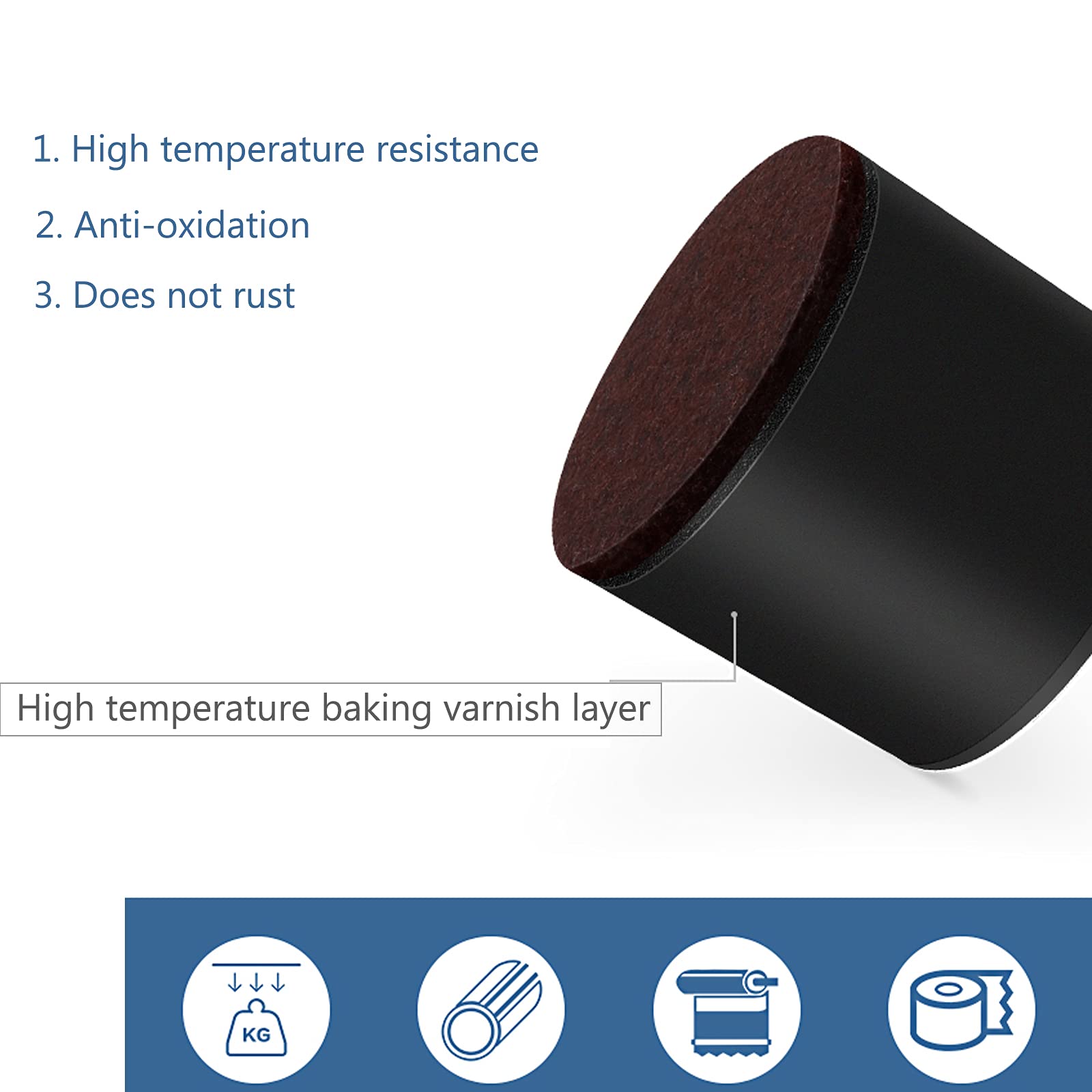 4 patas resistentes para armarios, patas redondas de acero al carbono para sofás y mesas de muebles, base de fieltro para proteger el suelo, instalación autoadhesiva (40 x 40 mm/1,57 x 1,57 pulgadas,