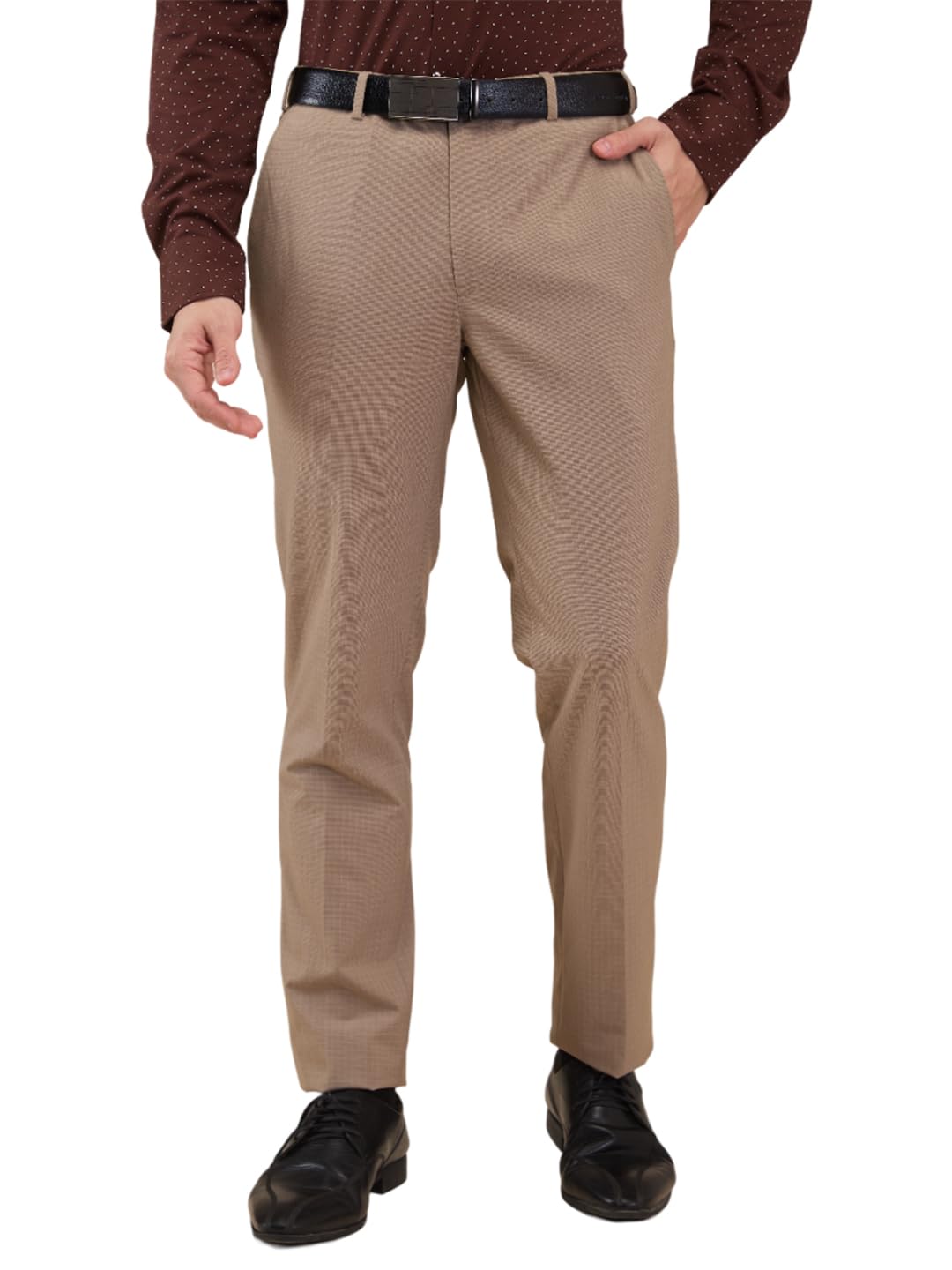 park avenue Men Slim Fit Twill Pattern Poly Viscose Blend Flat Front Formal Trouser-picture-40
