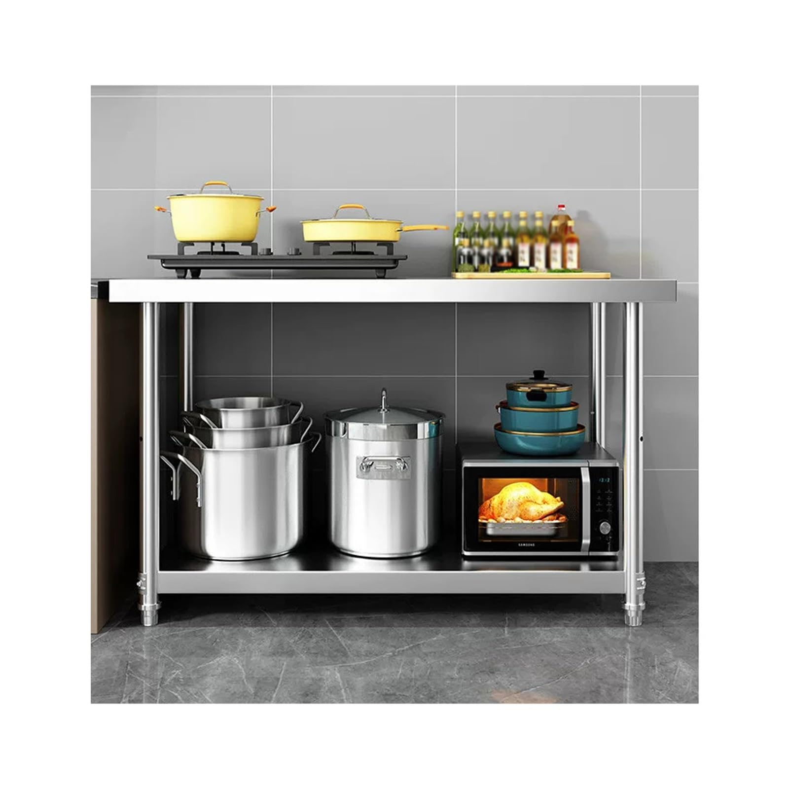 Stainless steel catering workbench, Commercial Table，Kitchen Table ，Can Be Used in Kitchens, Food Processing, Etc(130 * 40 * 80cm/51.1 * 15.7 * 31.5in)