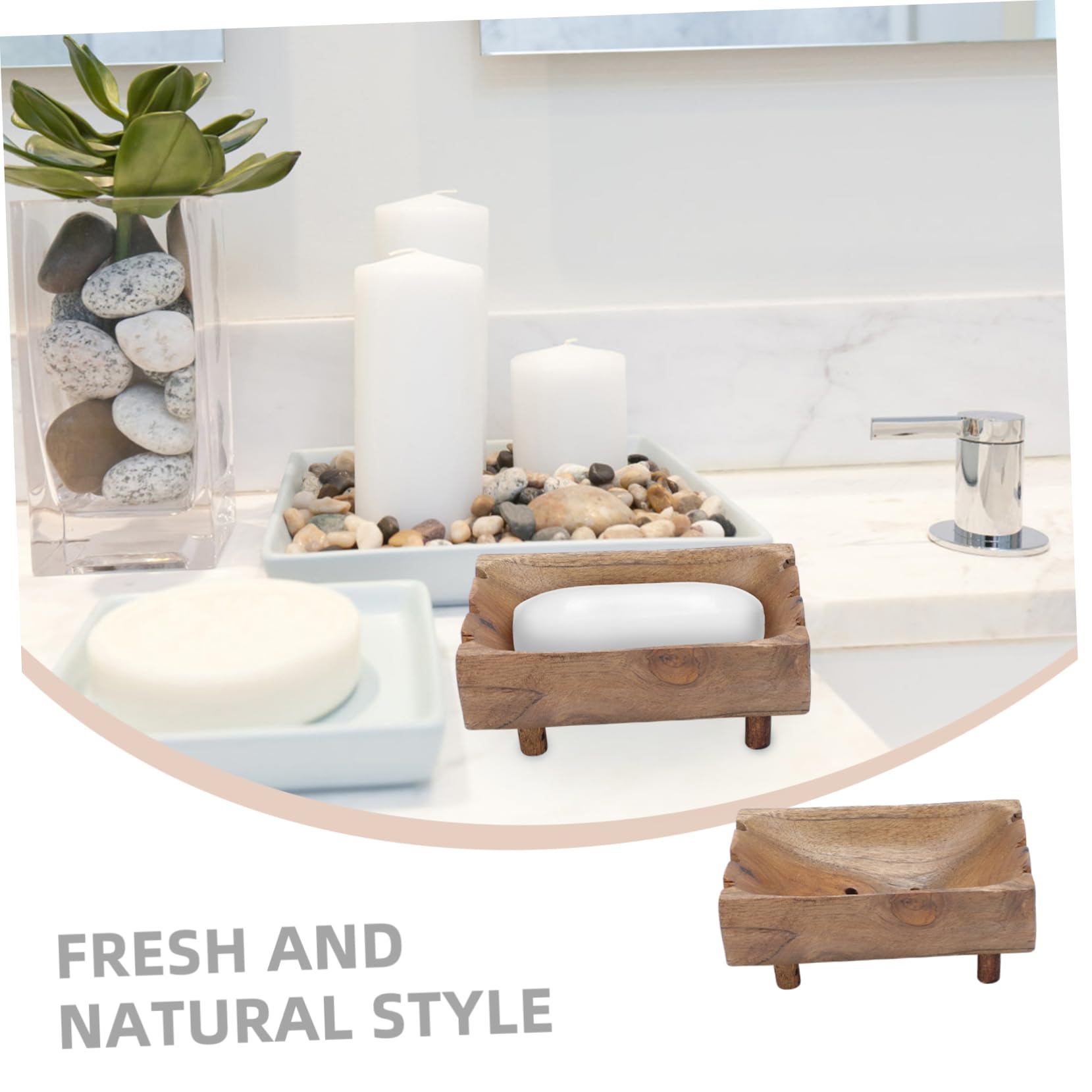 Happyyami Jabonera de Madera Pequeña Diseño Natural Mantiene el Jabón Limpio y Previene la Proliferación de Sustancias Dañinas para Baño