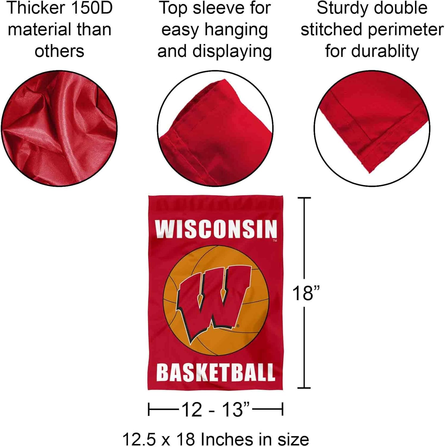 Wisconsin Badgers Basketball Garden Yard Banner Flag - Image 3