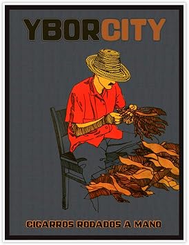 Antiguos Maps YBOR CITY Cigars of Tampa, Florida - Cigarros Rodados a Manos Travel Print | Art Poster Vintage Wall Decor | 18 x 24 inches