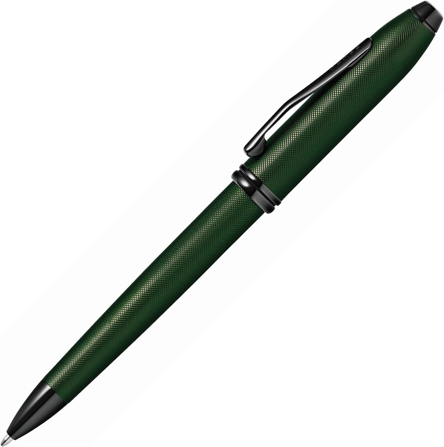 Cross Townsend Matte Green PVD Micro-knurl Ballpoint Pen, Black Ink - Elegant Pen, Black Ink for Effortless Writing - Consistent, Smooth Writing - Large Nib - Long-Lasting - Includes Gift Box