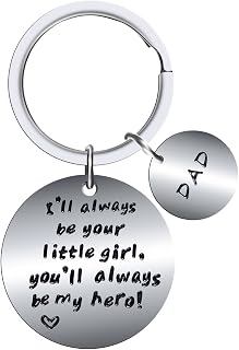 Dad Keychain Dad Gifts Father's Day Keychain-I'll Always Be Your Little Girl You'll Always Be My Hero Charm Keychain