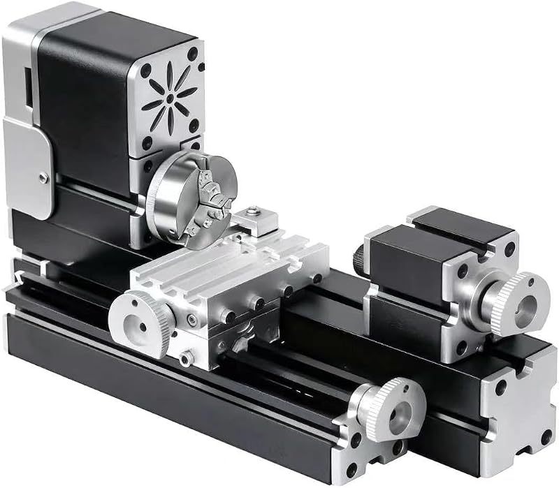 Mini torno totalmente metálico, 20.000 RPM 36 W con escala moldeada de 0,02 mm - Escritorio pequeño de 310 mm para madera y metales blandos (cobre, aluminio) en bricolaje, fabricación de modelos, manualidades y educación