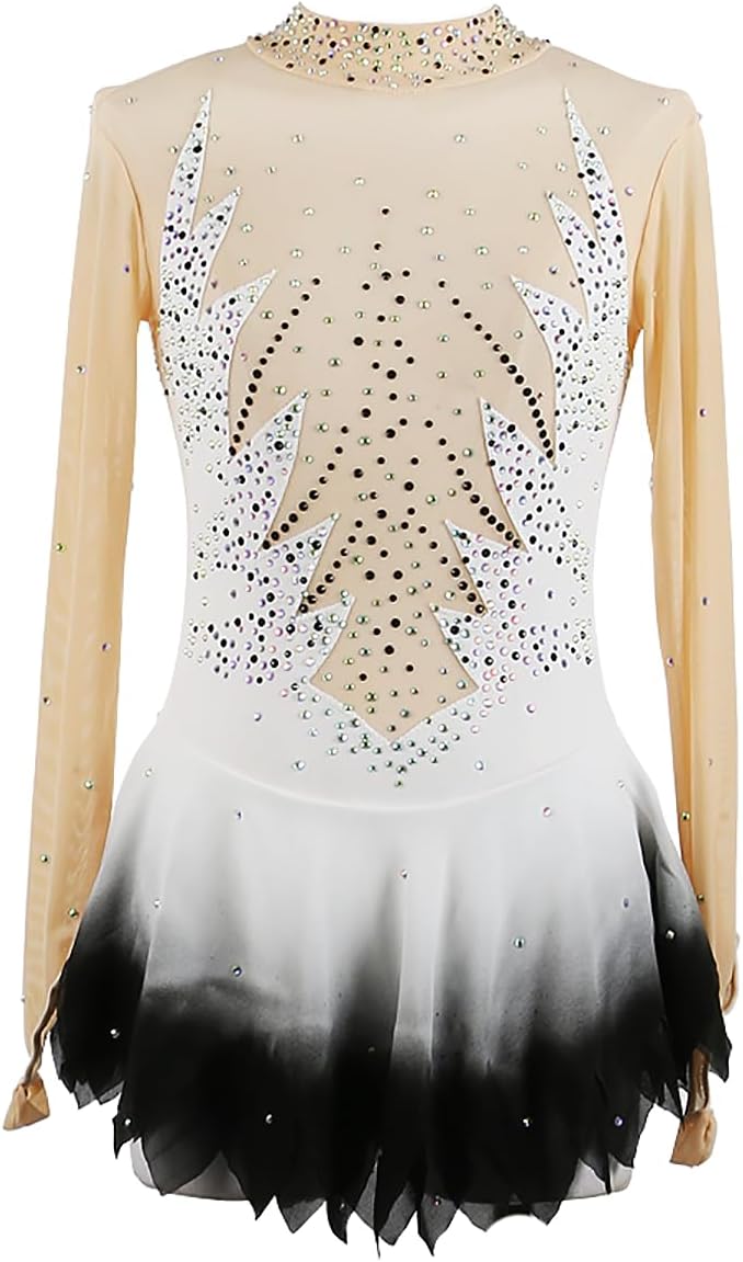 White Patchwork Thumbhole Mesh Spandex Stretchy Training Practice Professional Skating Wear Thermal Warm
